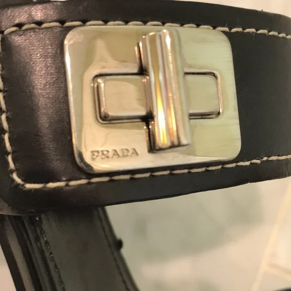 Prada Calzature Donna block heel, sling back sandals with dust bags